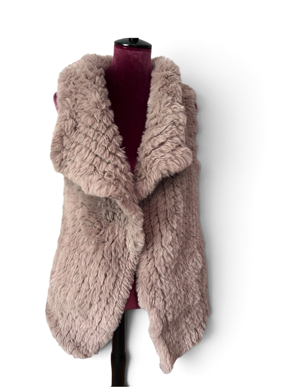Soft Surroundings Tan Faux Fur Open Front Vest Size Medium